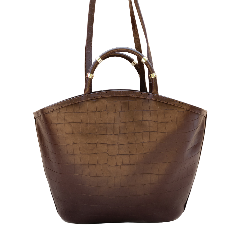 Tote in Espresso Croc