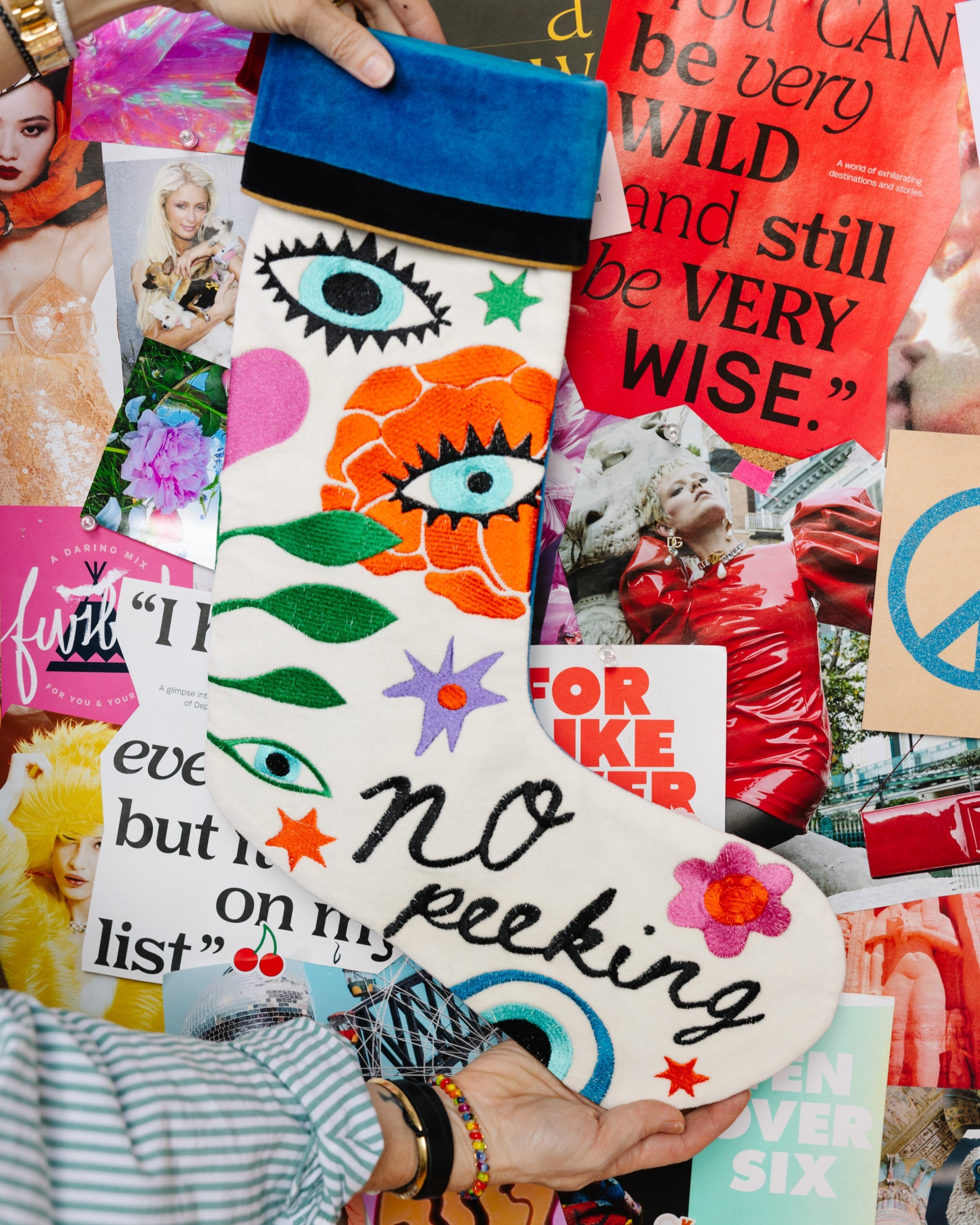 No Peeking Embroidered Stocking