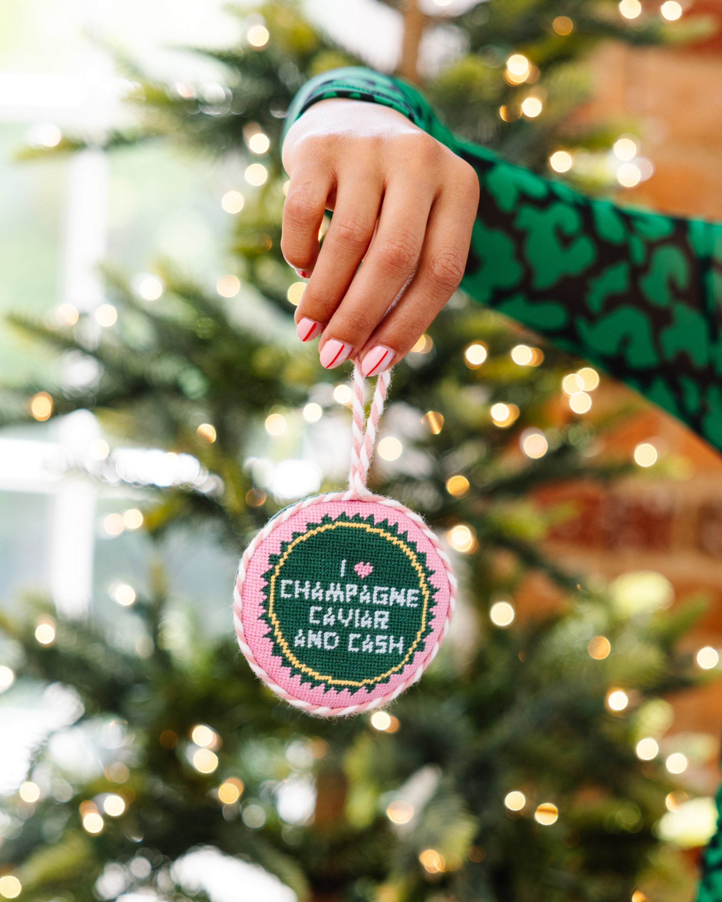 Needlepoint Ornament - Caviar Cash