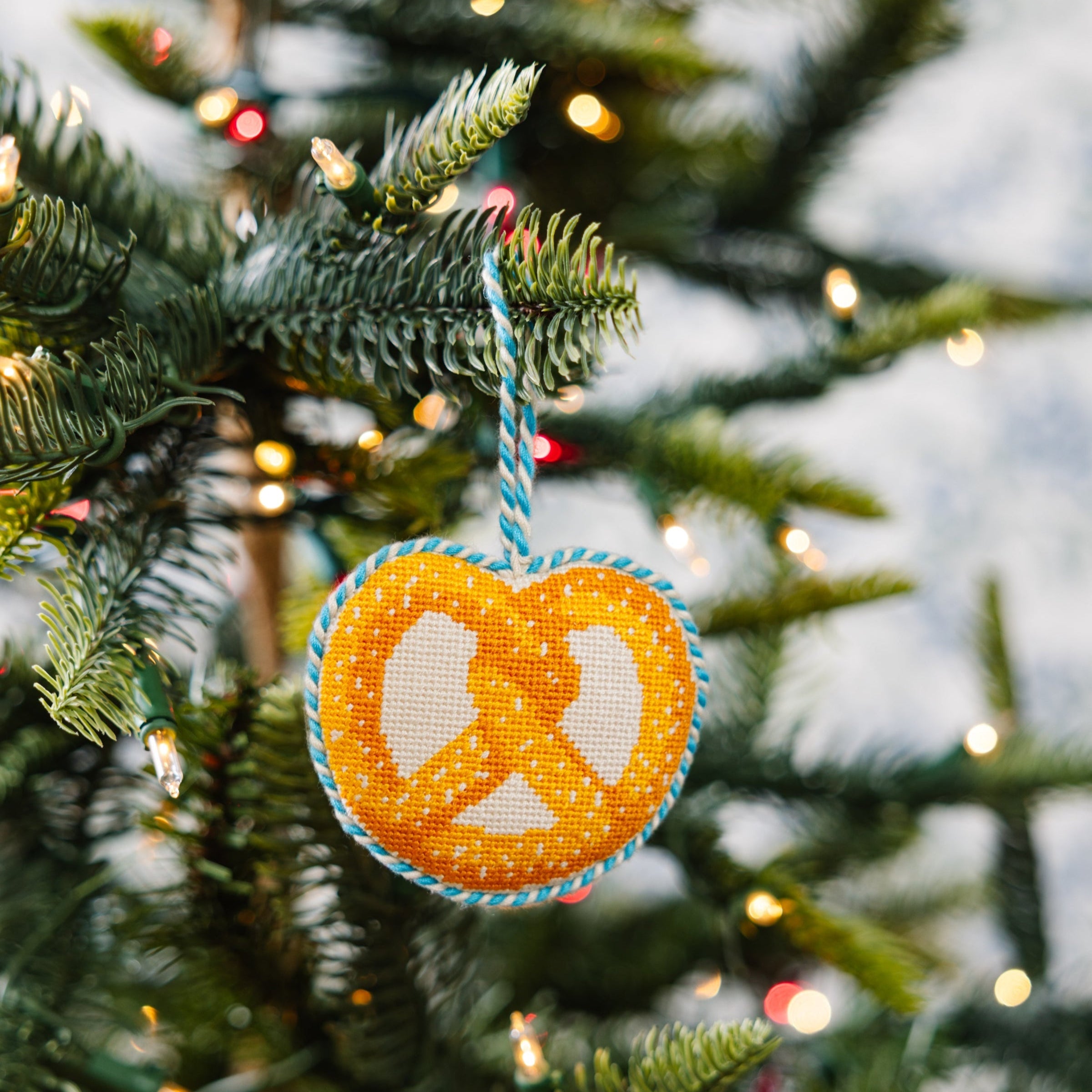 Pretzel Needlepoint Icon Ornament