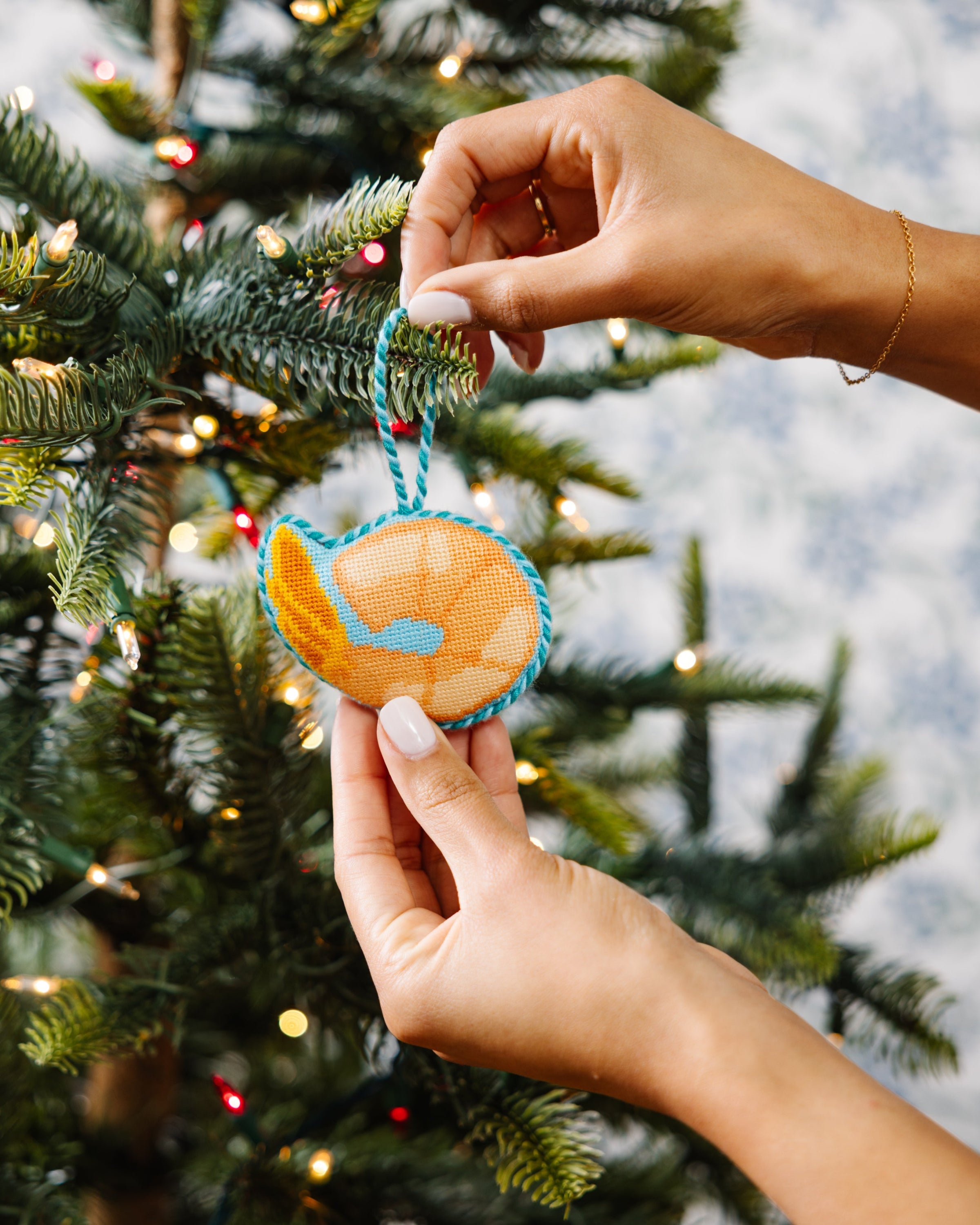 Cocktail Shrimp Needlepoint Icon Ornament