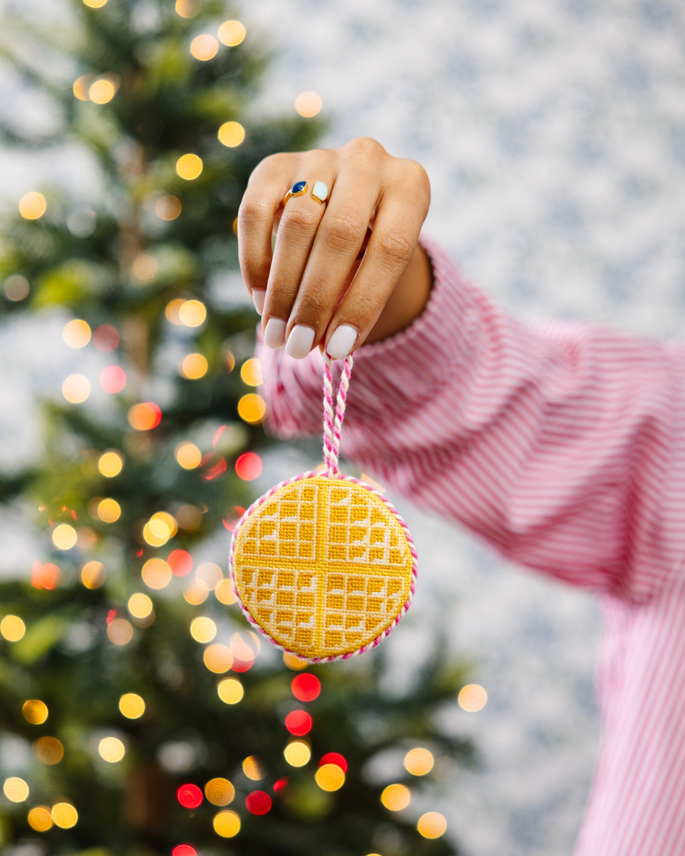 Waffle Needlepoint Icon Ornament