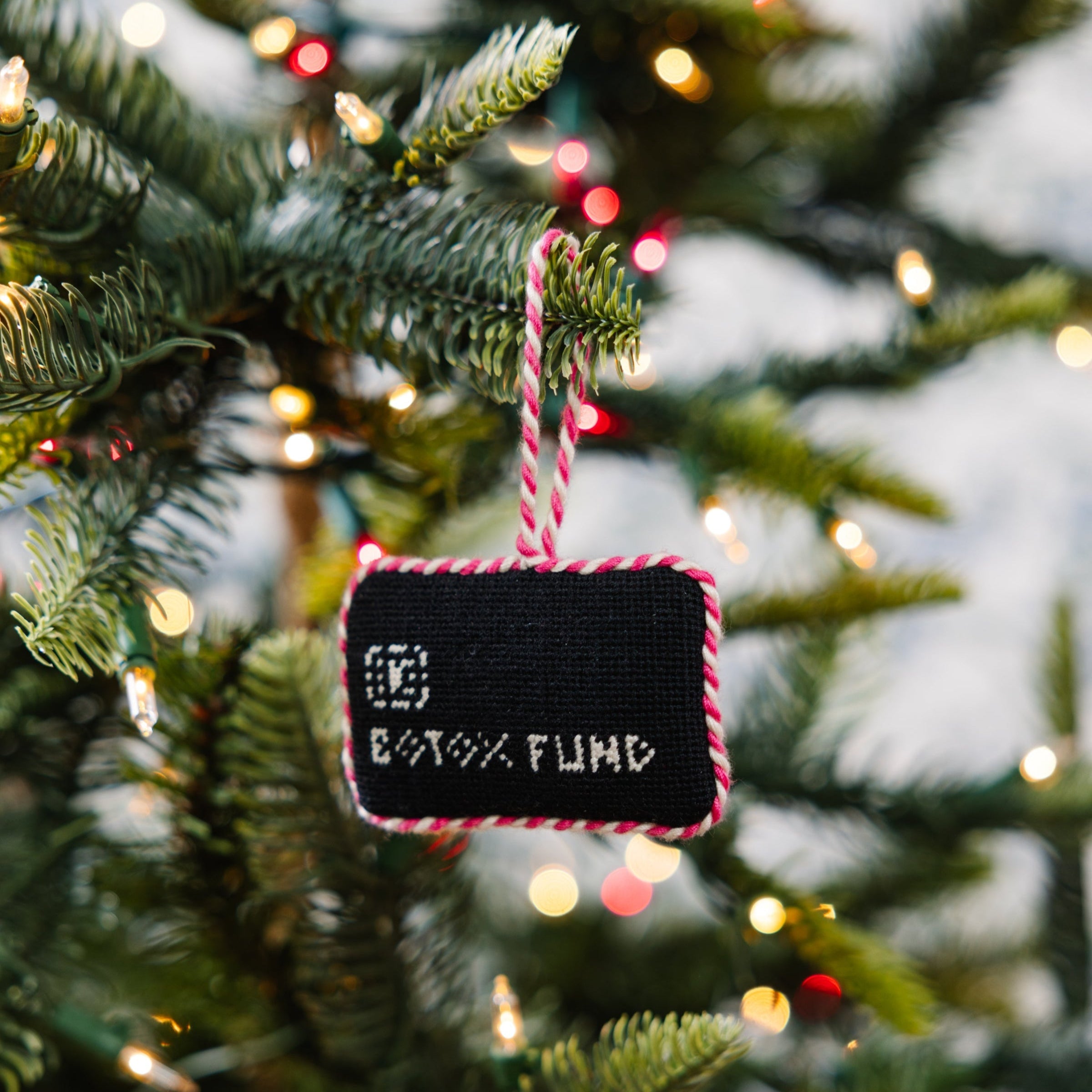 Black Card Needlepoint Icon Ornament