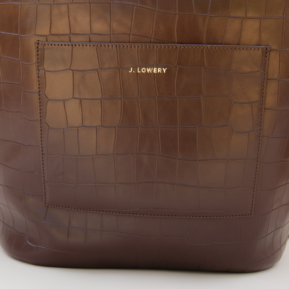 Tote in Espresso Croc