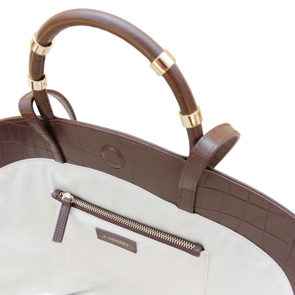 Tote in Espresso Croc