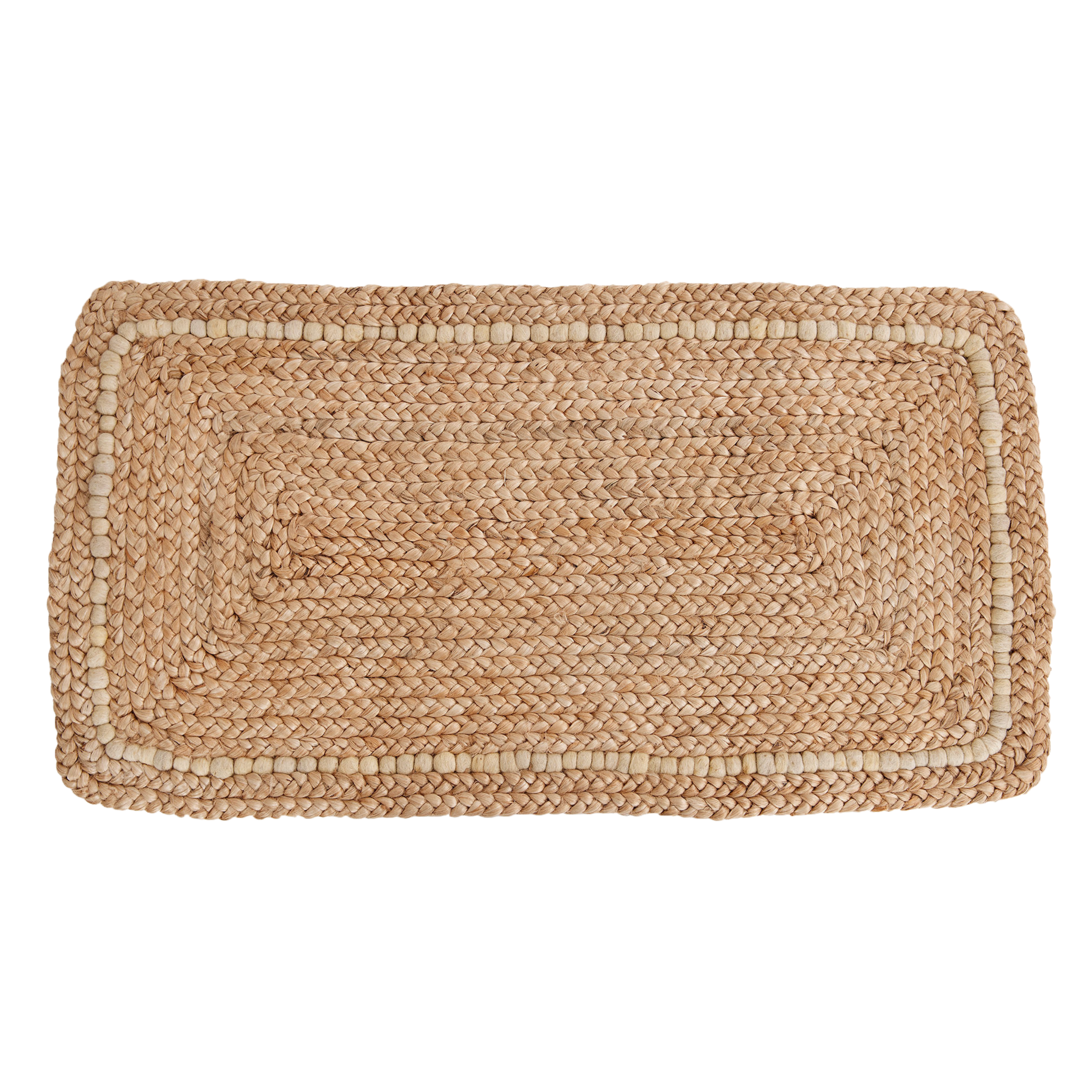 Braided Jute Doormat with Hand-spun Wool Accents