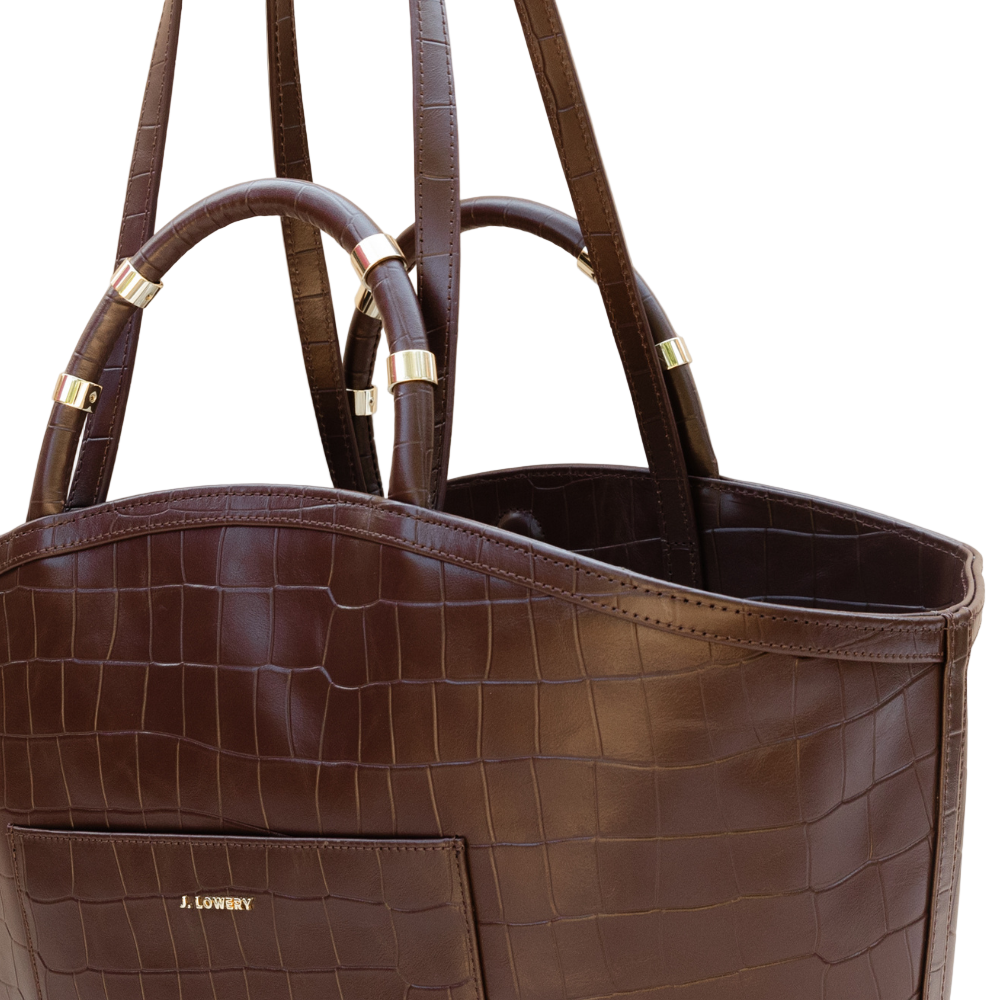 Tote in Espresso Croc