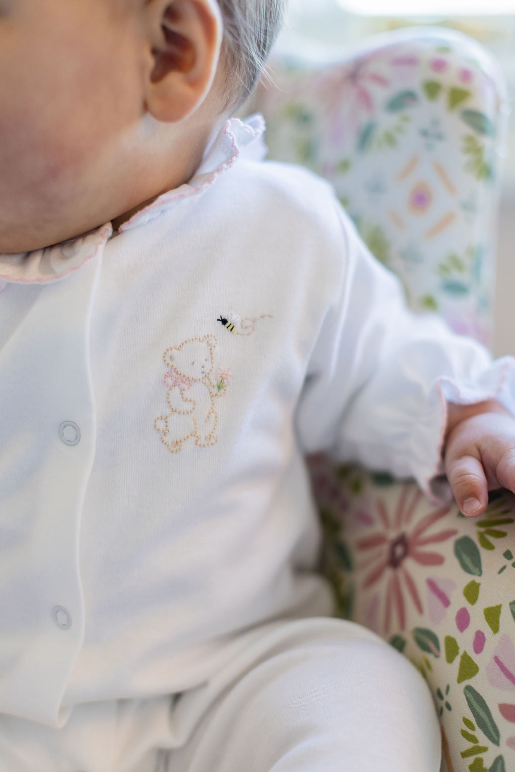 BABY TEDDY BEAR COTTON KNIT FOOTIE