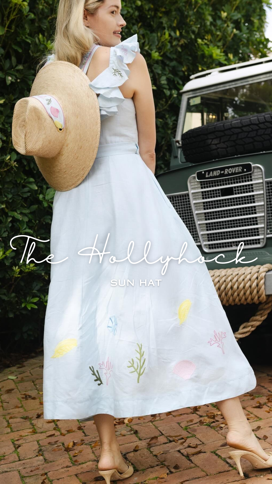 Hollyhock Sun Hat - Vintage Red and White Embroidered Ribbon