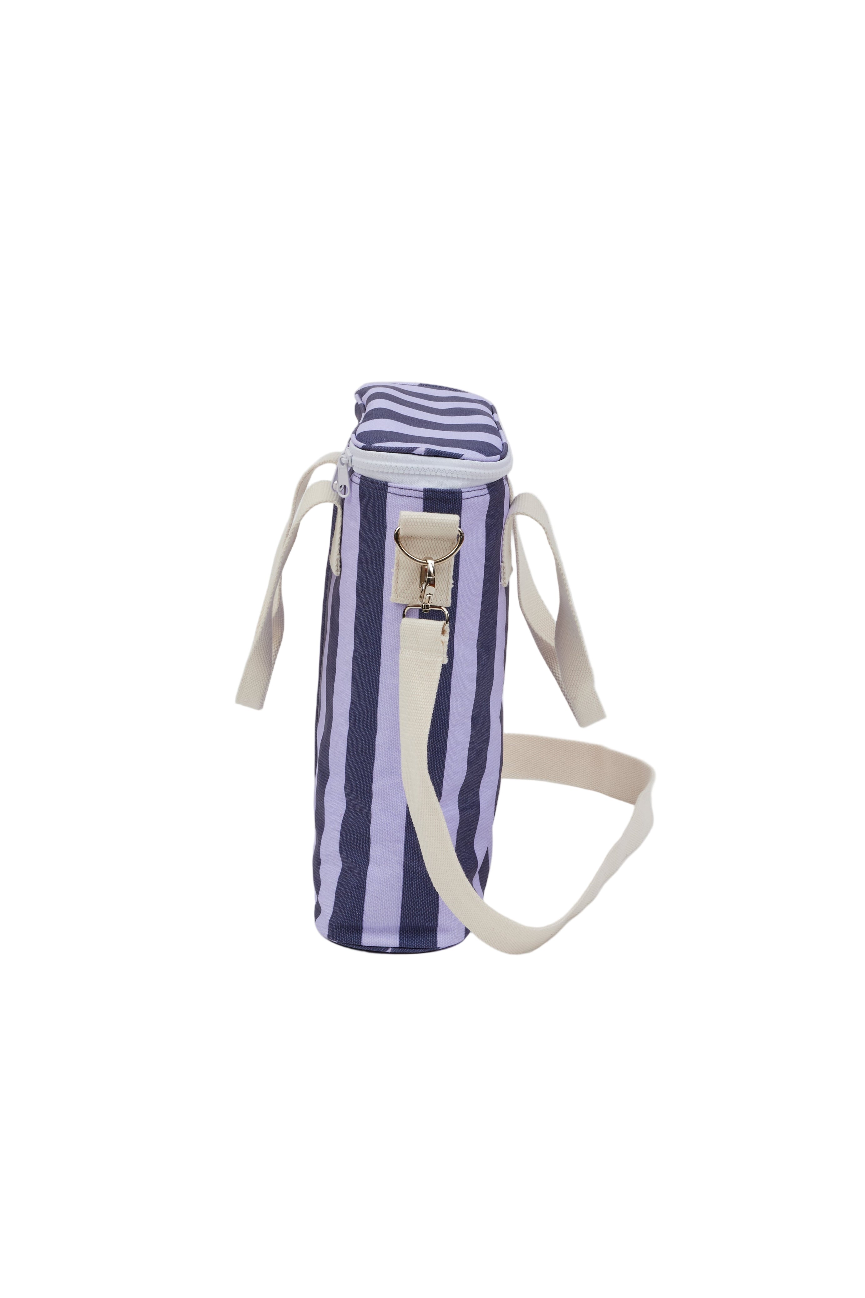Striped bottle bag with a strap on a white background