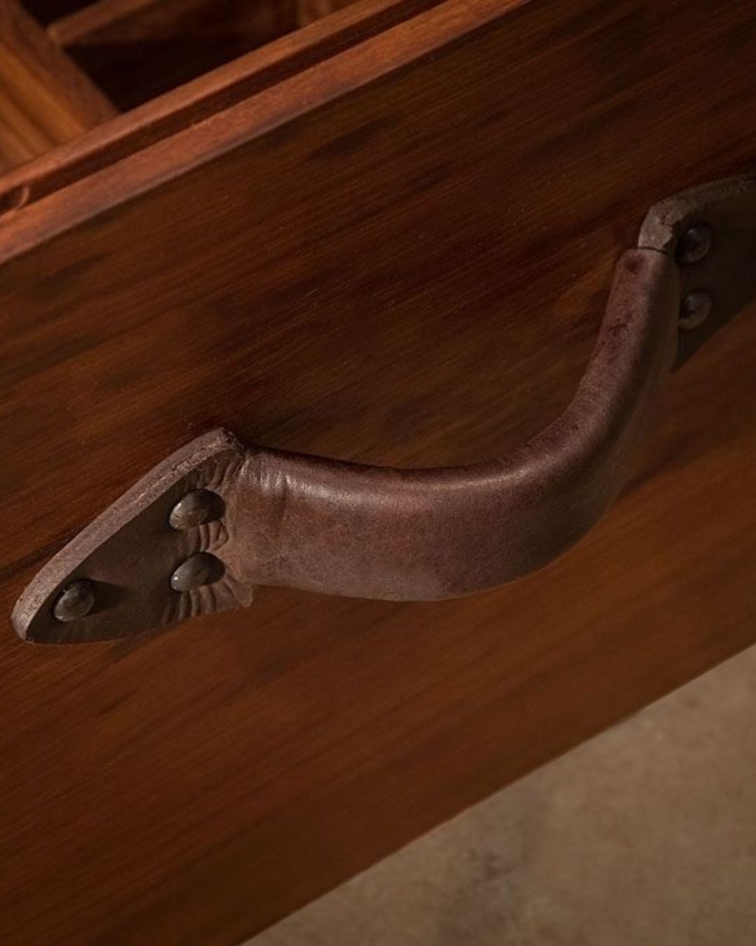 Handcrafted Teak Safari Field Bar with Leather Handles