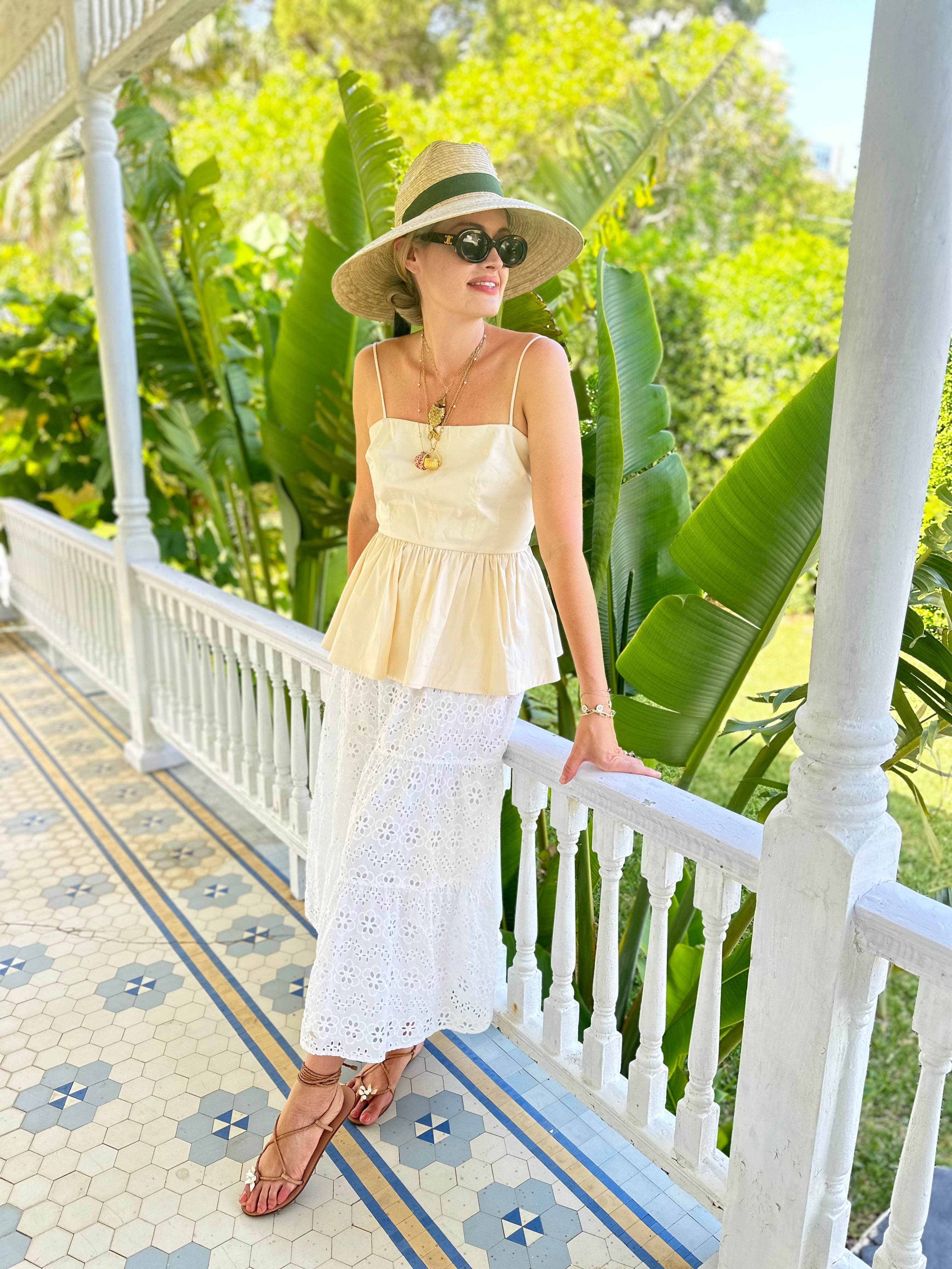 Hollyhock Sun Hat - Pink Pansy Block Print Hat Scarf