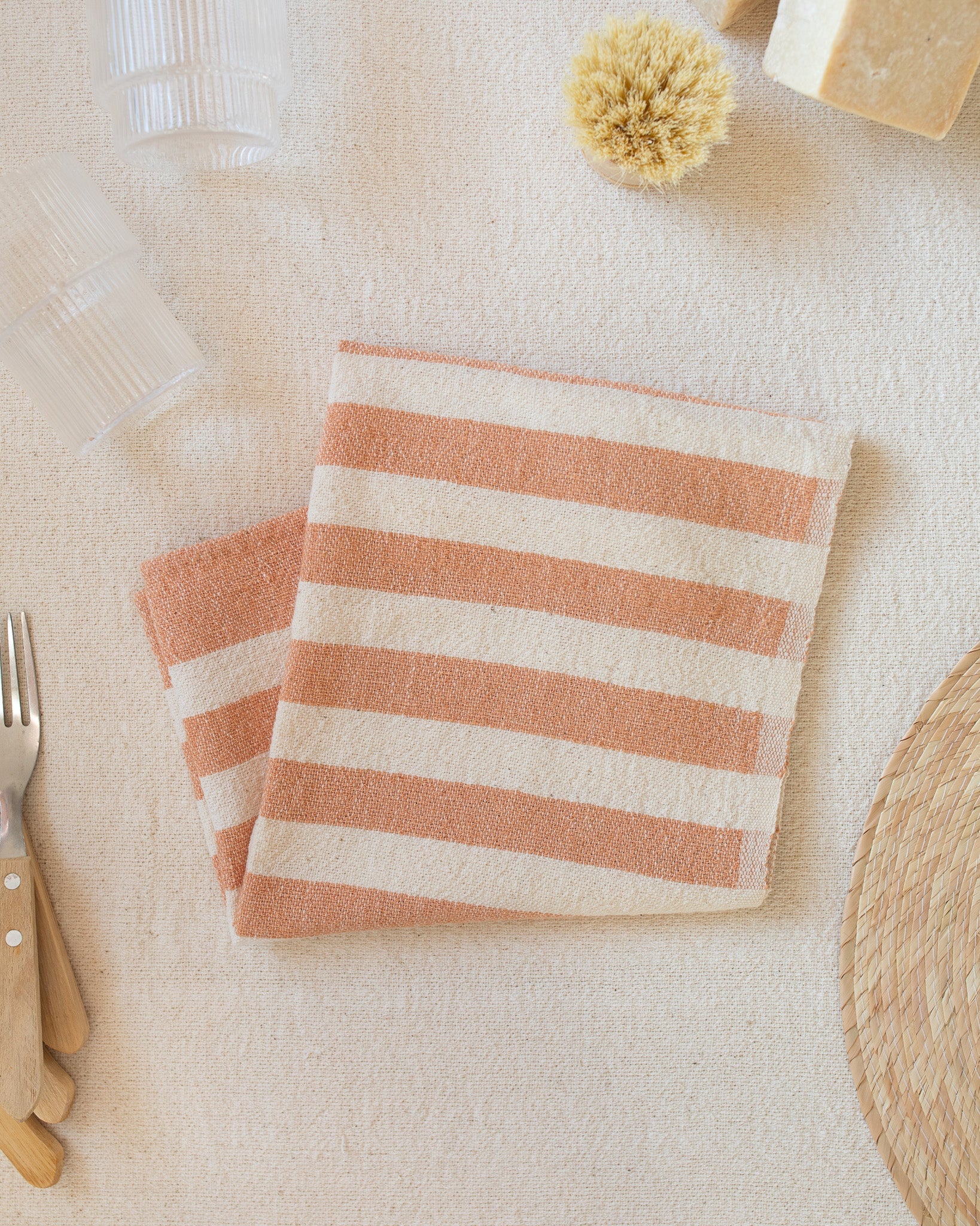 Tan Stripe Hand Towel