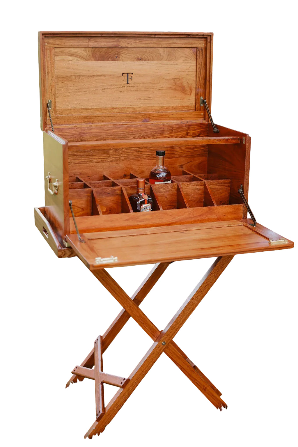 Handcrafted Campaign Field Bar in African Hardwood