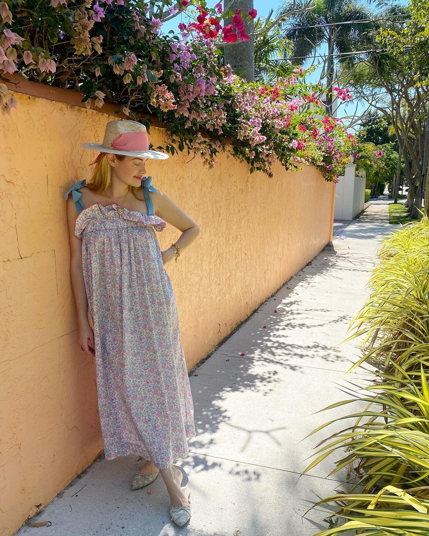 Zinnia Sun Hat - Blue Thistle Block Print Hat Scarf