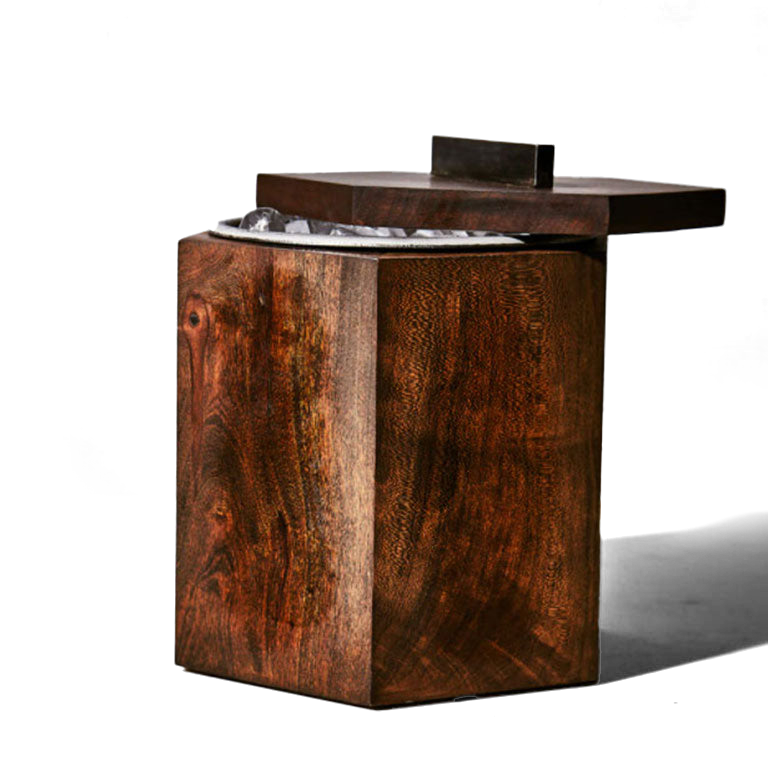 Unique Wooden Ice Bucket in Blackened Cherry