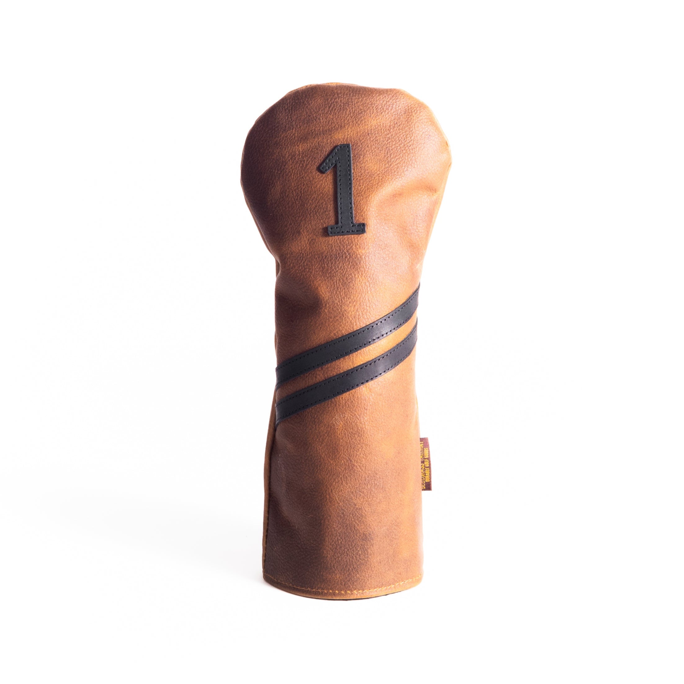 Americana Edition Leather Driver Head Cover in Chestnut with Black Trim