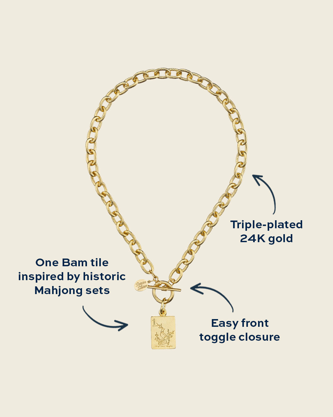 Bird Bam Mahjong Toggle Necklace