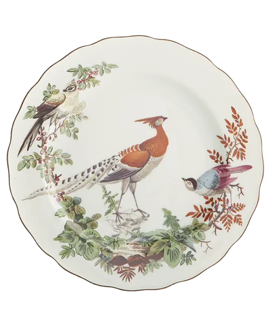Decorative plate with pheasant and bird design on a white background