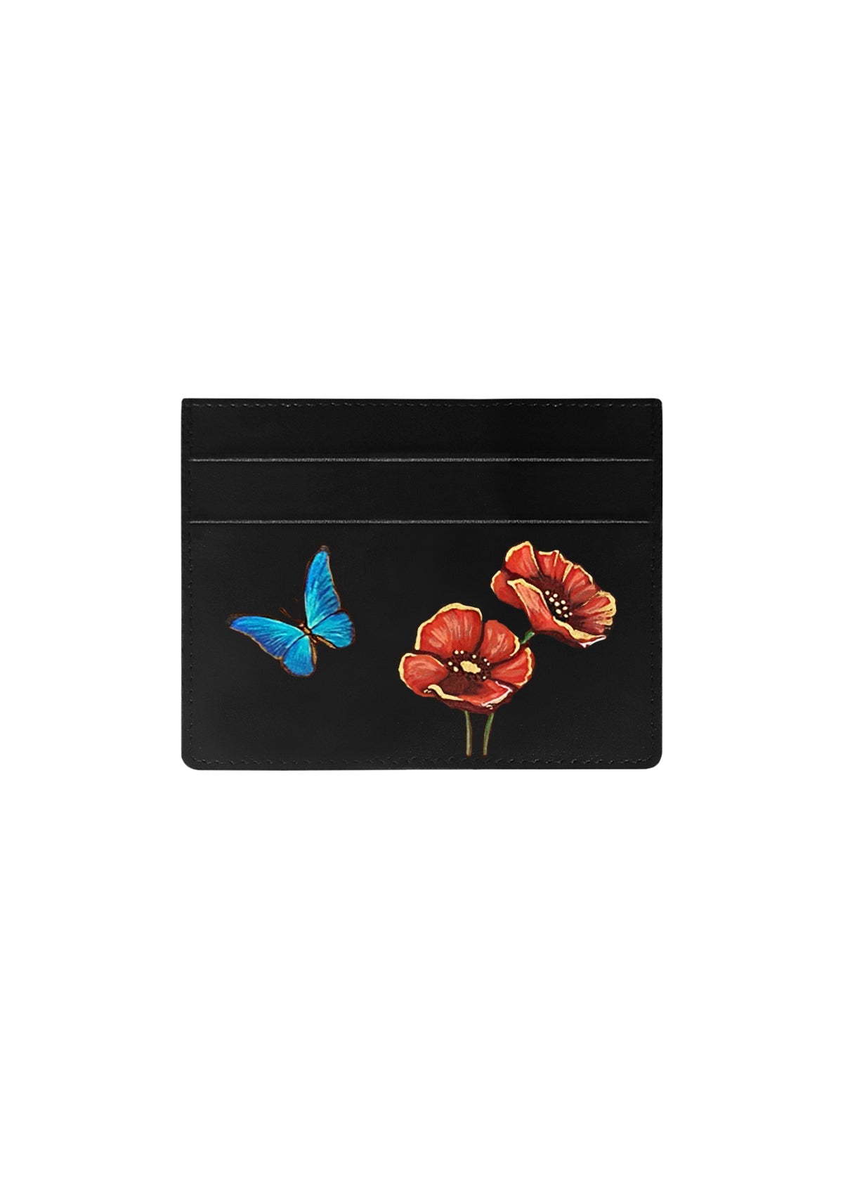 Poppy Flowers Black Cardholder