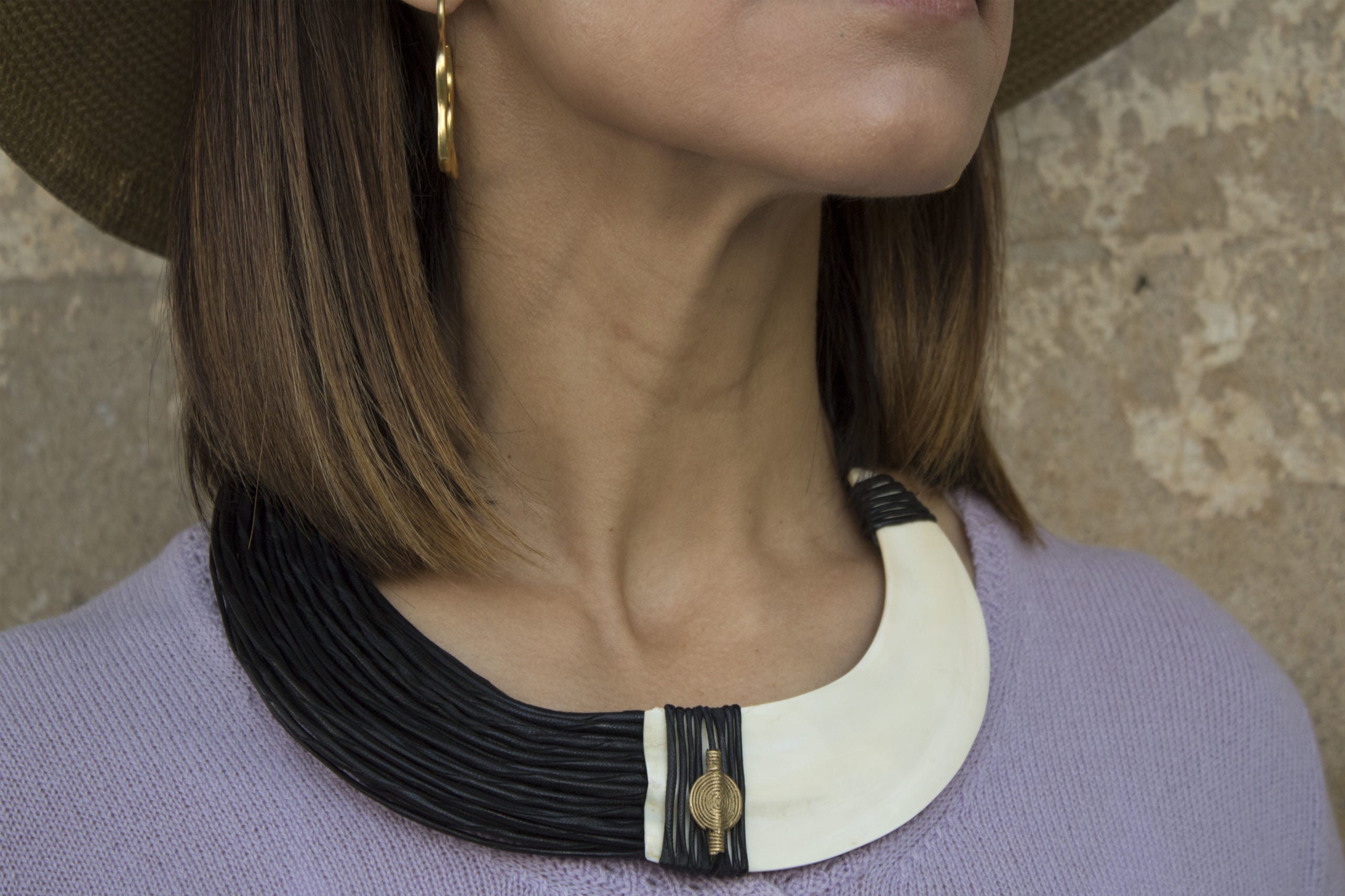 Bone and Leather Necklace
