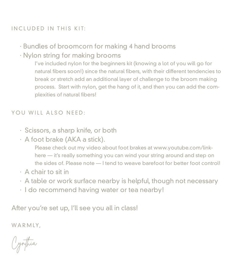 Broom Making Kit: Handbrooms!