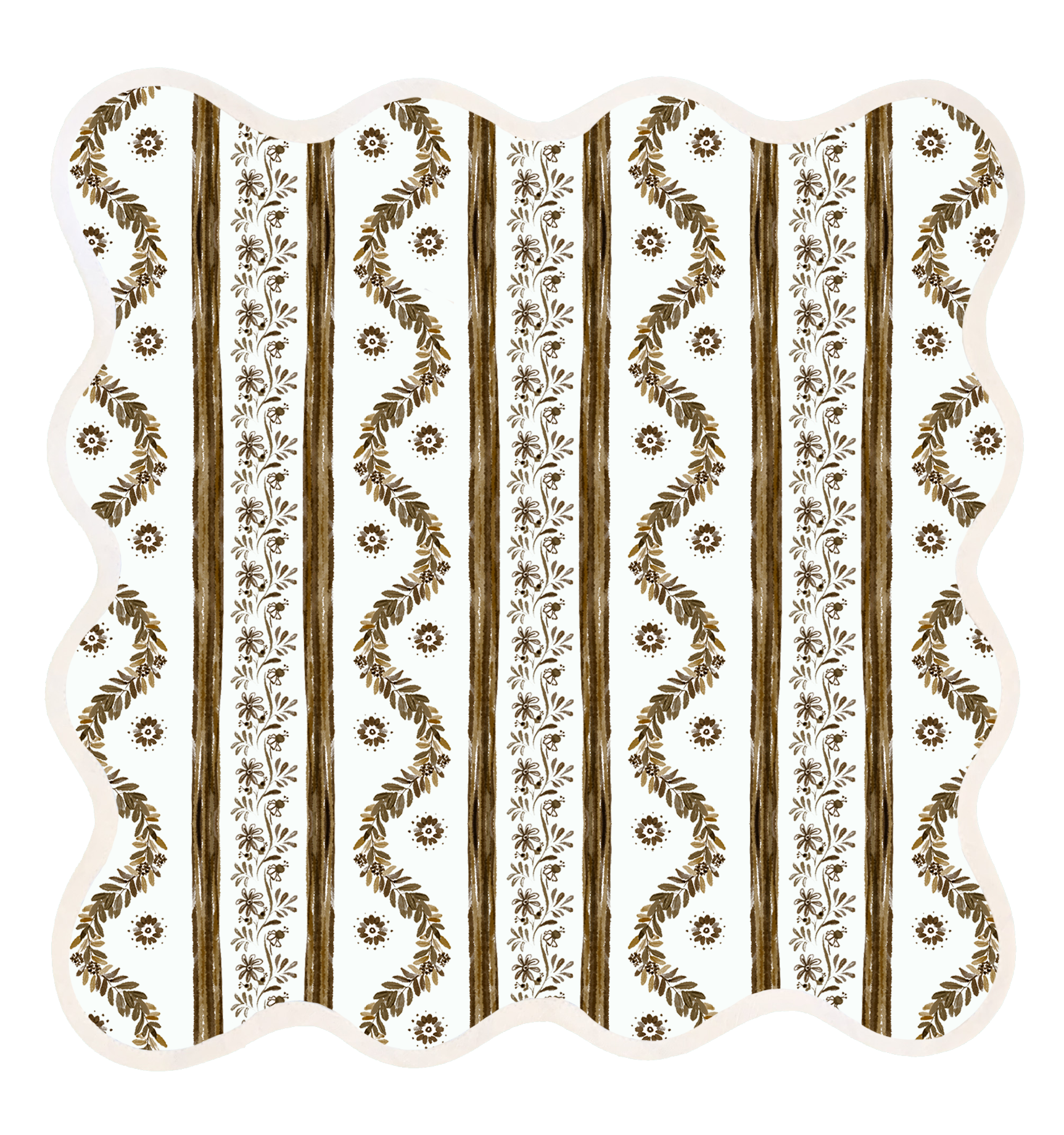 Square Scalloped Placemat | Boxwood Garden - Espresso
