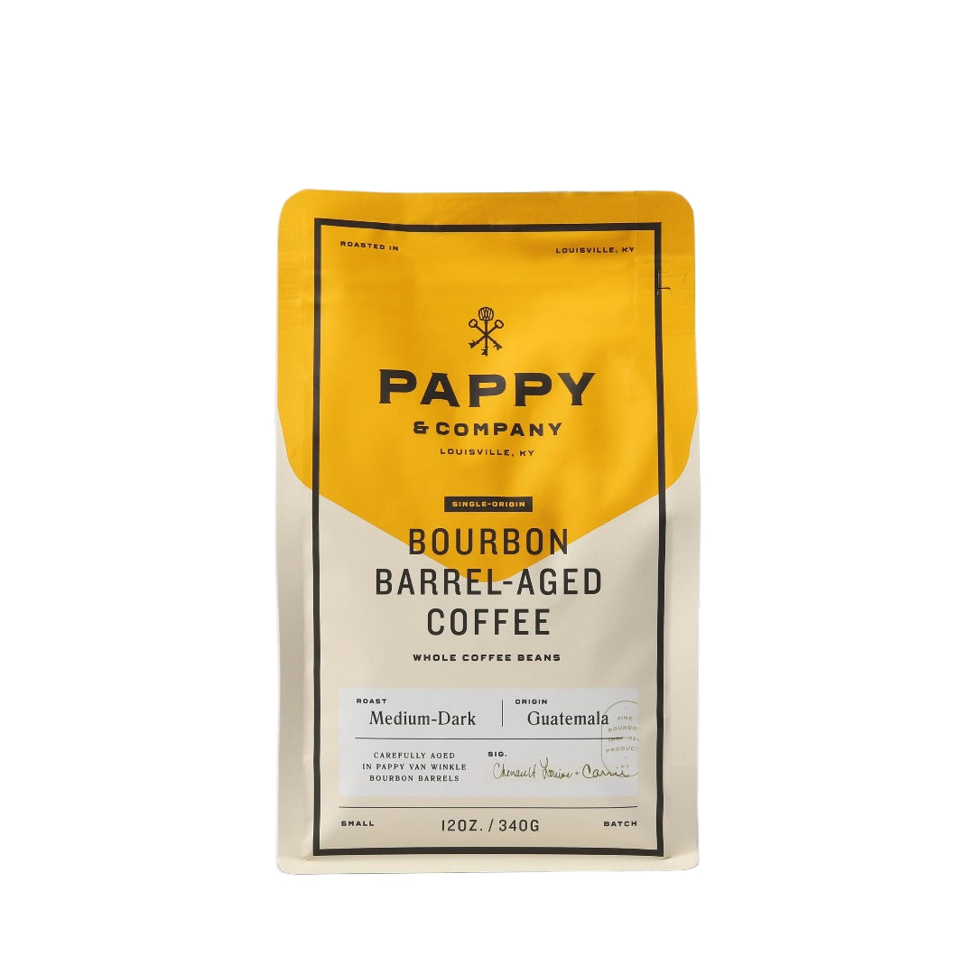 Pappy & Company Bourbon Barrel-Aged Coffee package on a white background