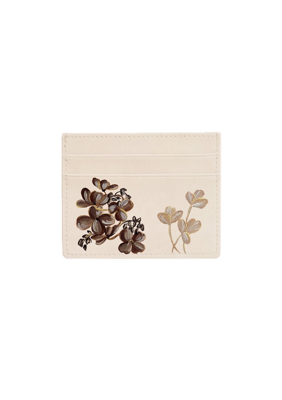 Coffee Flowers Beige Cardholder