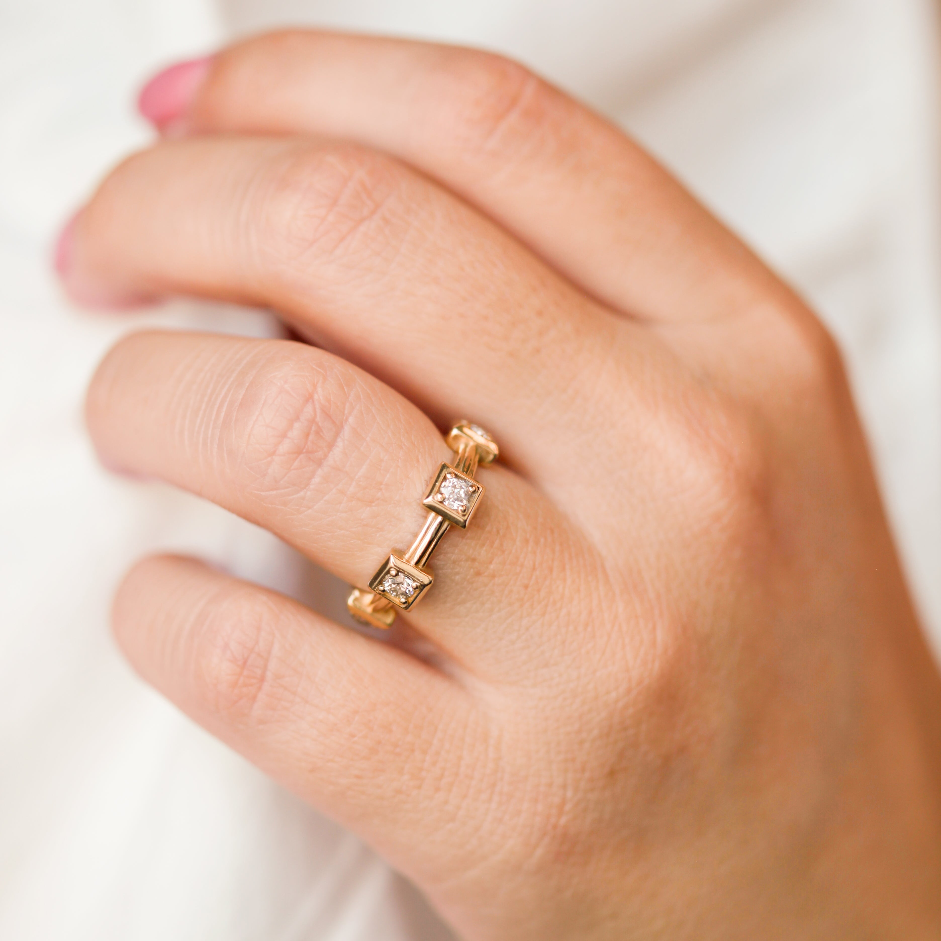 Antique Old Mine Cut Diamond Court Band