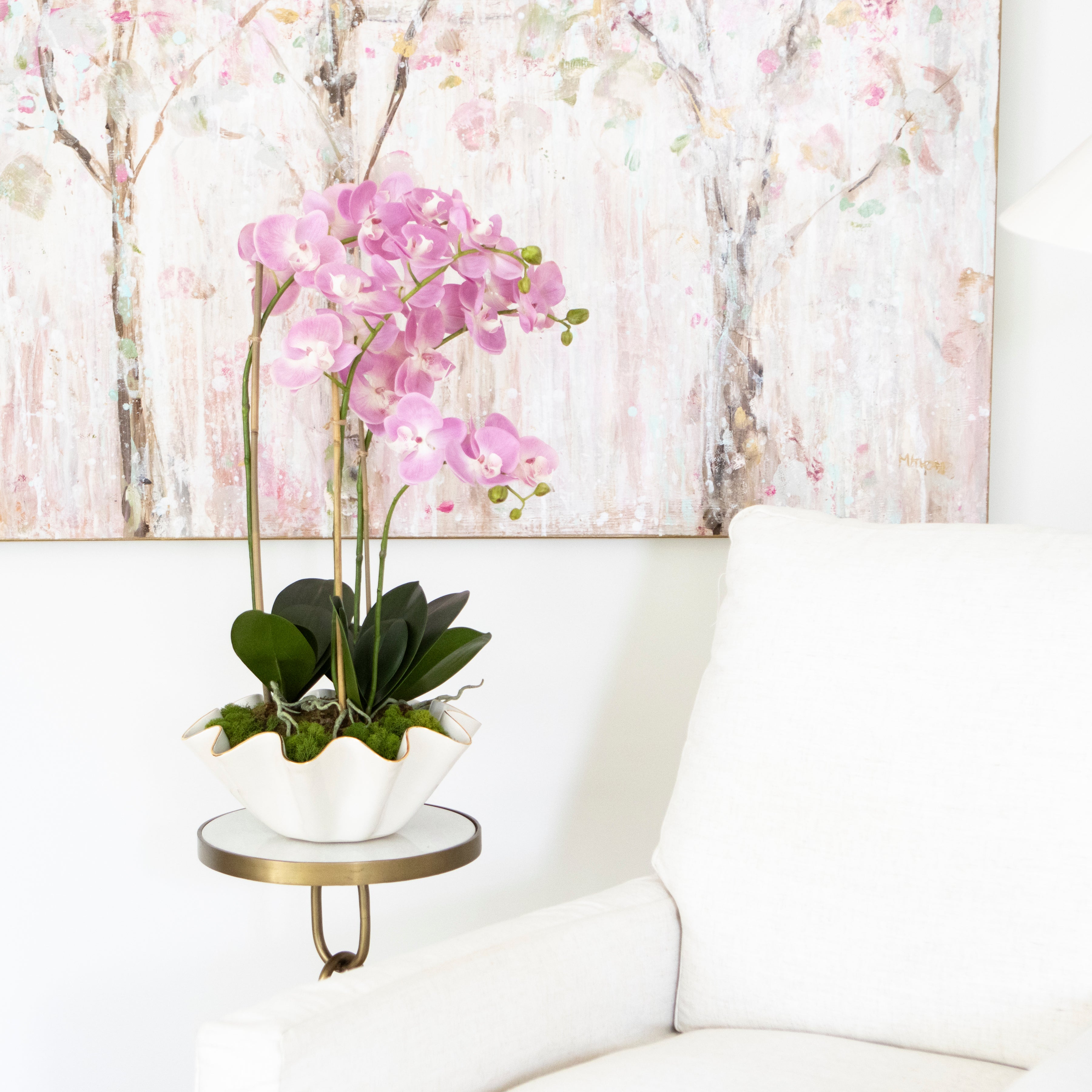 30" Faux Pink Orchid Drop-In