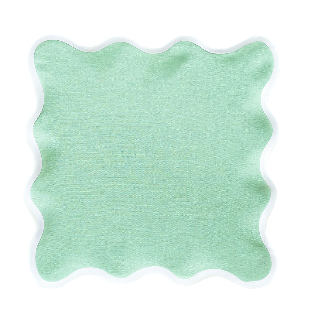 Linen Scalloped Square | Garden Green