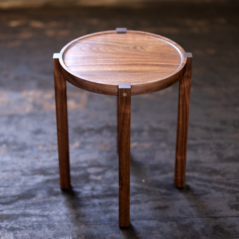 Waverly Side Table | Modern Round Wood Side Table with Metal Details