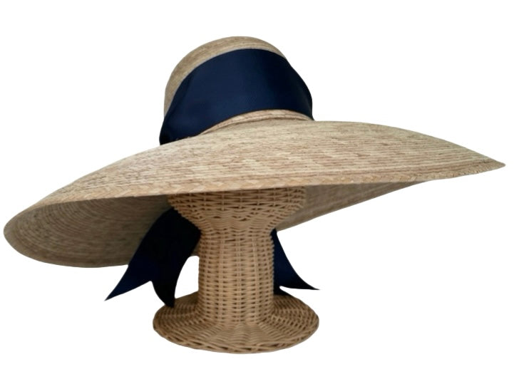 Daisy Sun Hat - Wide & Short Black Grosgrain Ribbon