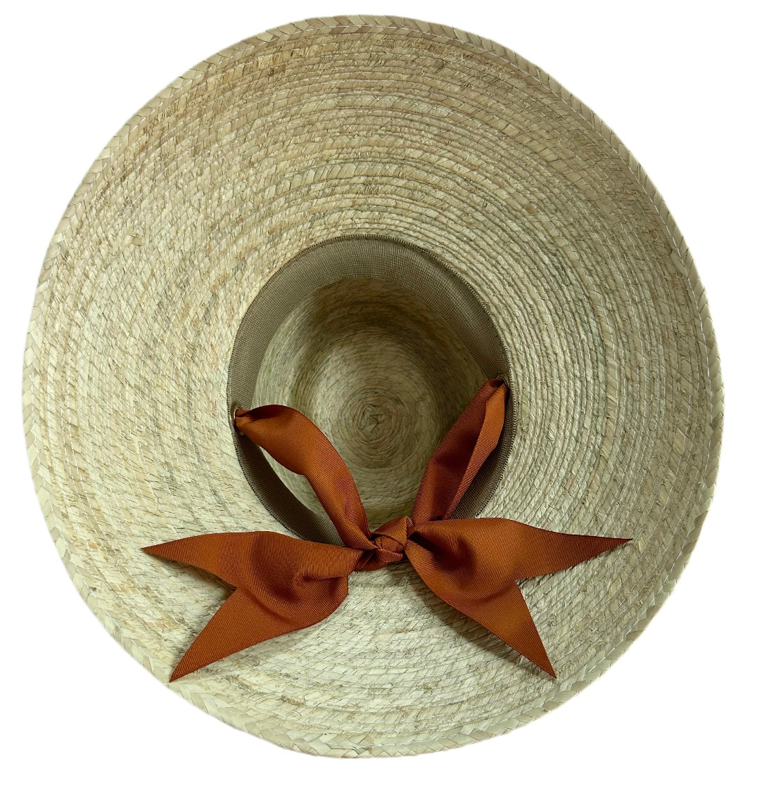 Wildflower Sun Hat - Burnt Orange/Rust Wide & Short Grosgrain Ribbon