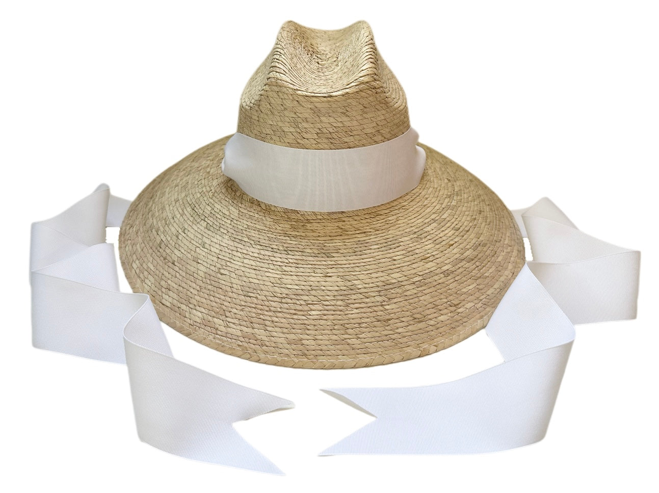 Hollyhock Sun Hat - White Long Grosgrain Ribbon
