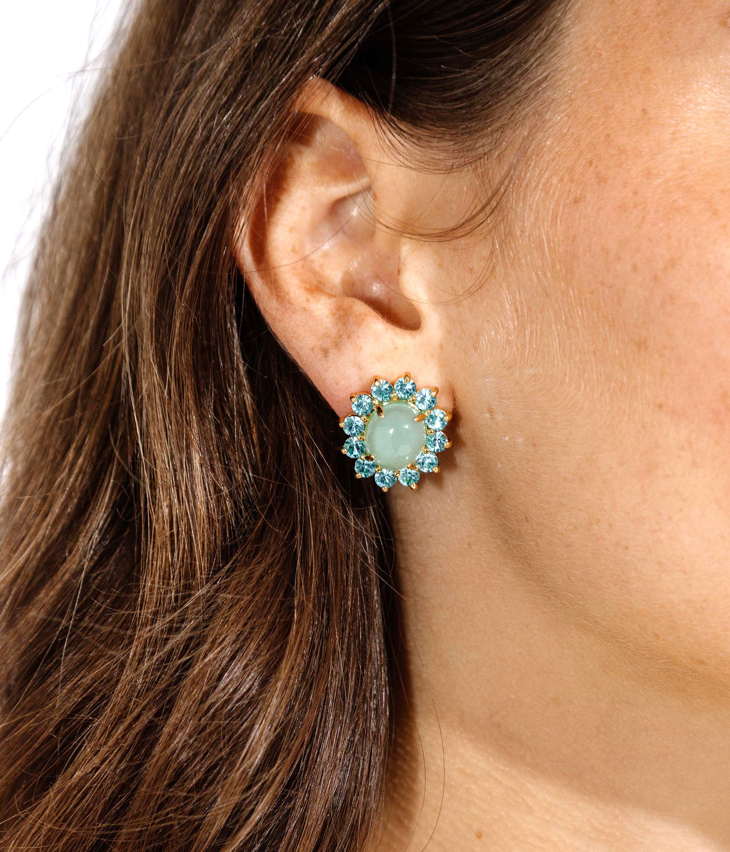 Georgie Stud Earrings in Aqua