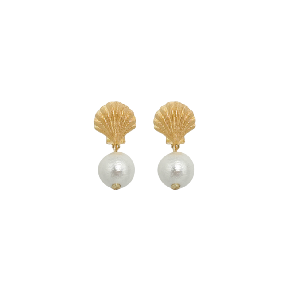 Ocean Shell Single Cotton Pearl Earring