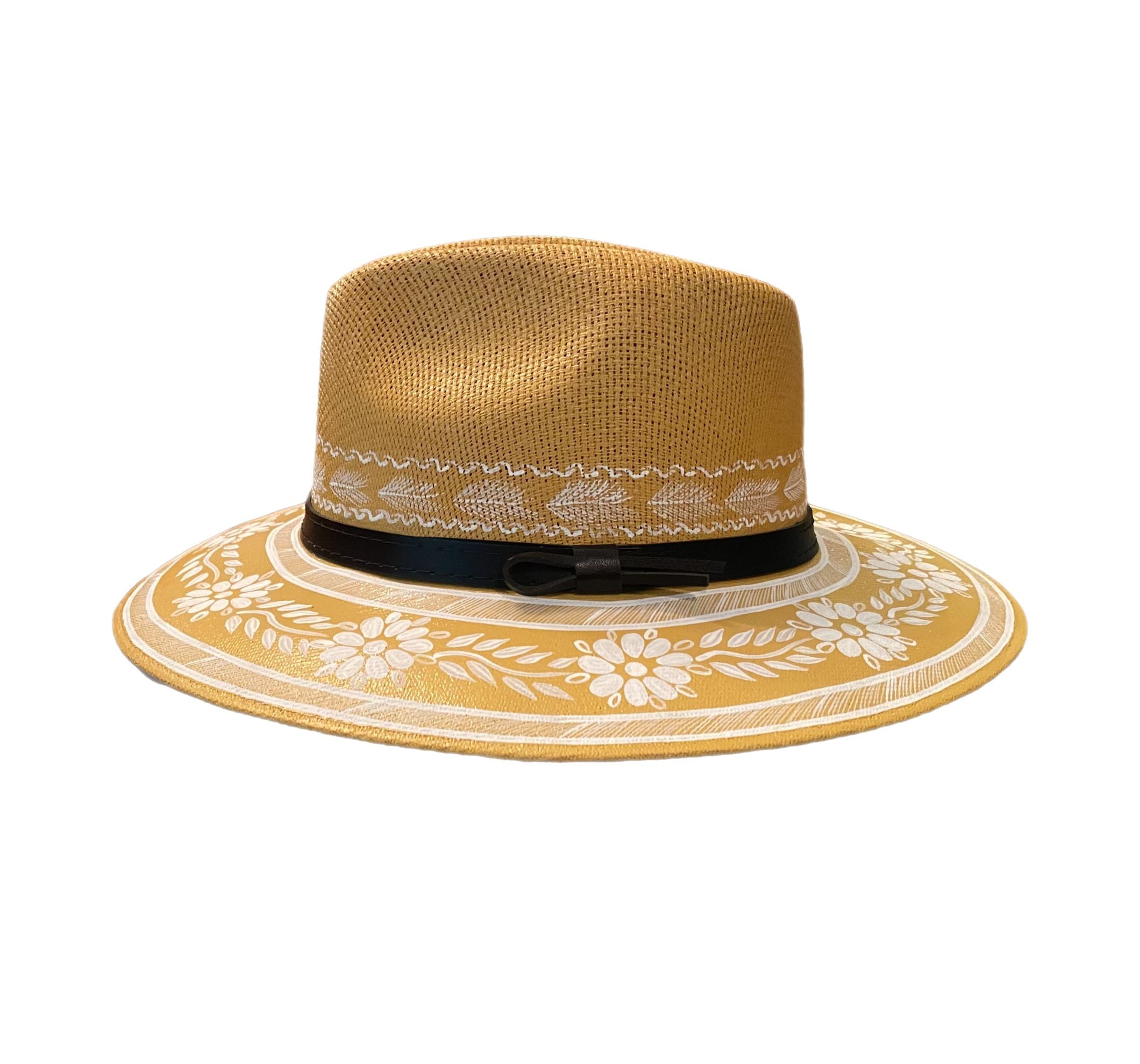 Hand-Painted Floral Straw Hat