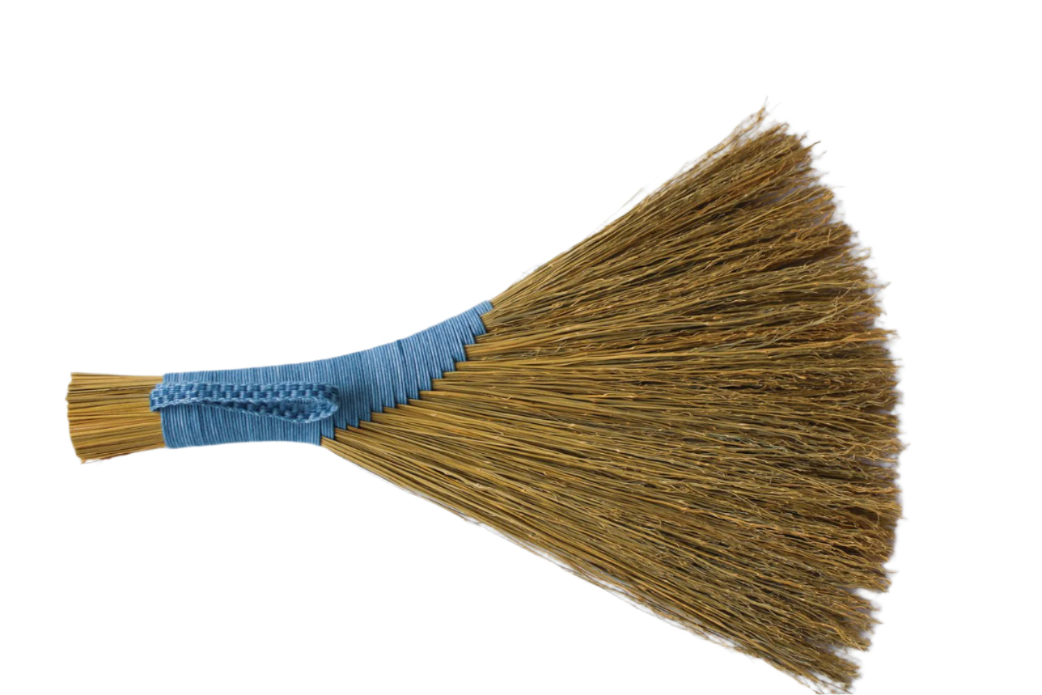 Broom with blue handle on a white background