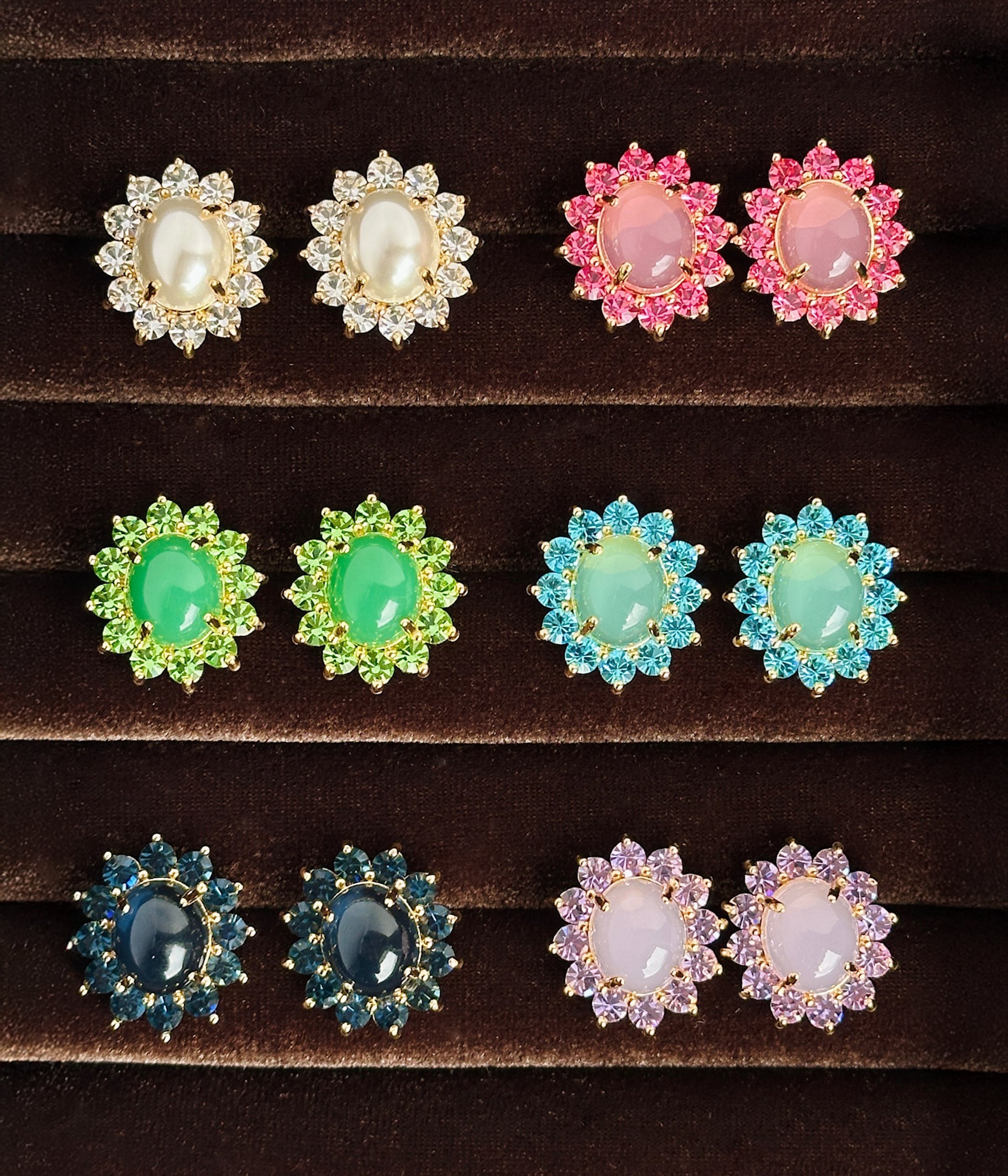 Georgie Stud Earrings in Aqua