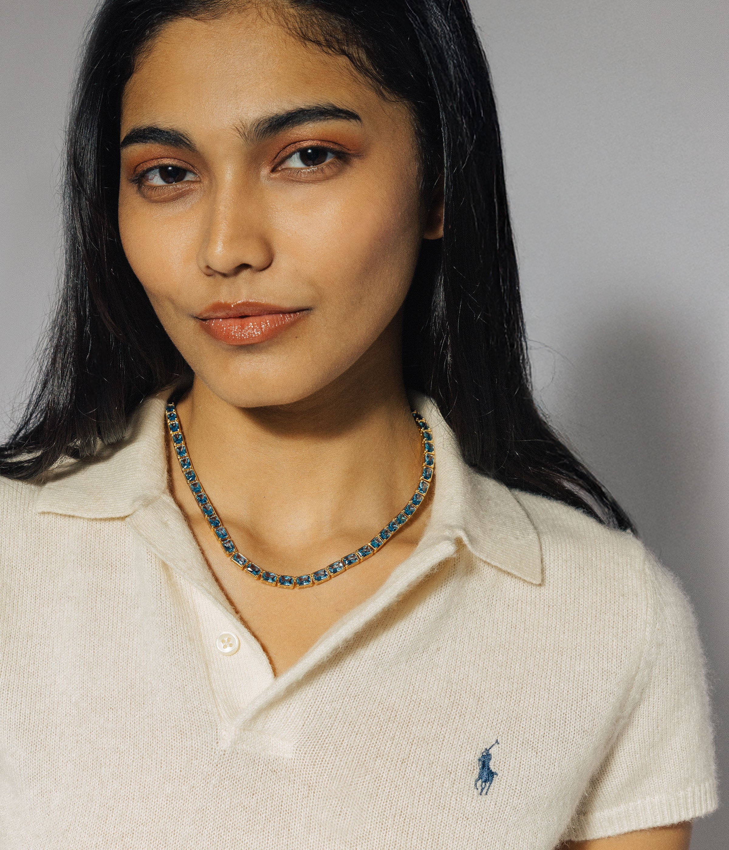 Liza Slider Necklace in Smoked Sapphire