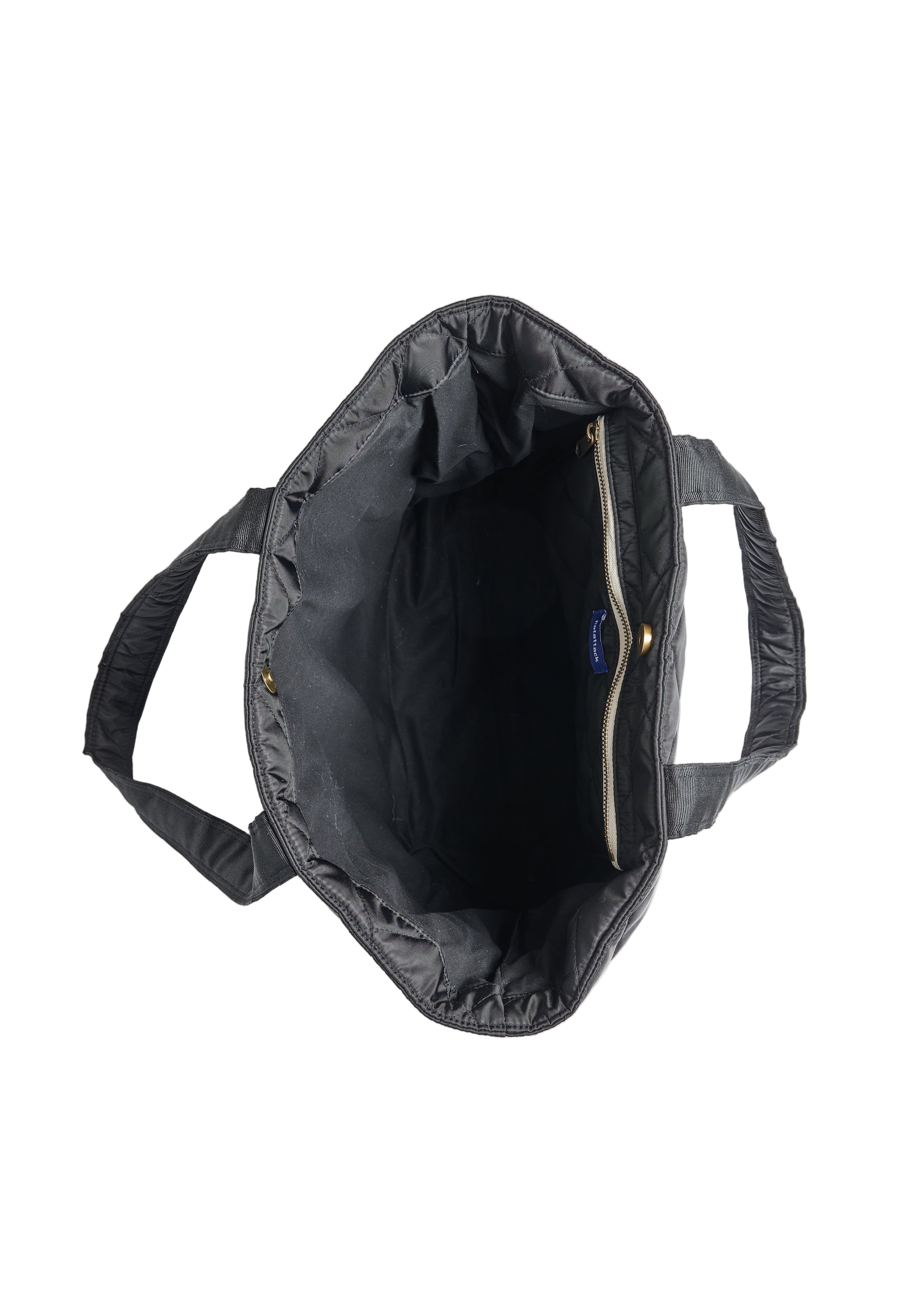 Black tote bag on a white background