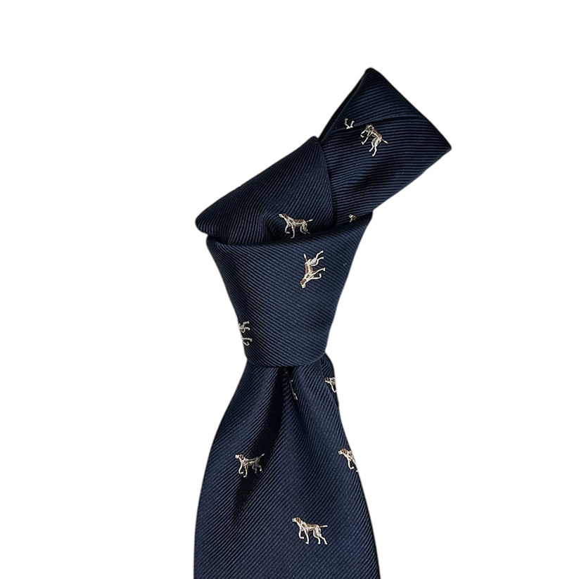 Navy Pointer Club Tie