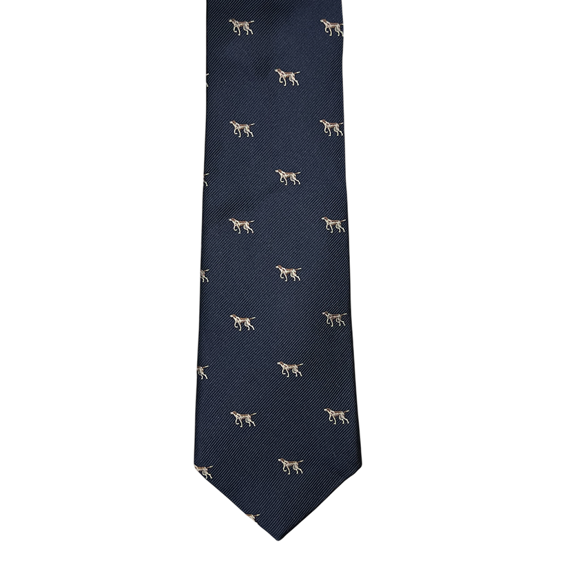 Navy Pointer Club Tie