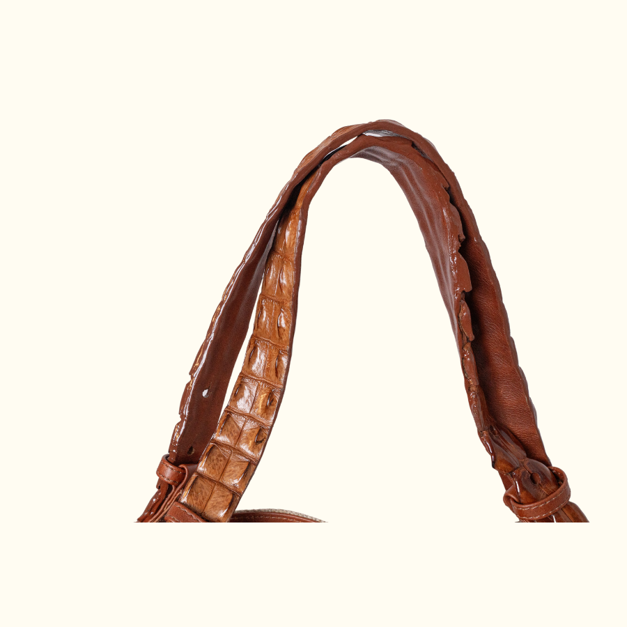 Petite Mont Rochelle Tote in Natural with Crocodile Tail Accent