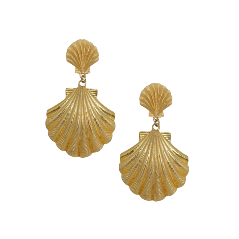 Ocean Shell Gold Double Earring