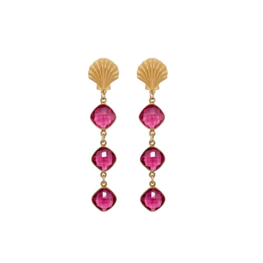 Ocean Shell Pink Quartz Drop Earring