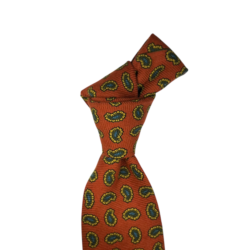Tie - Orange Wool Challis Foulard