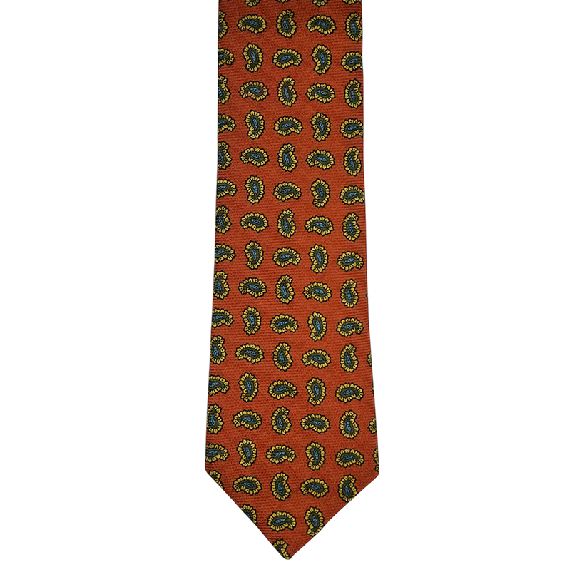 Tie - Orange Wool Challis Foulard